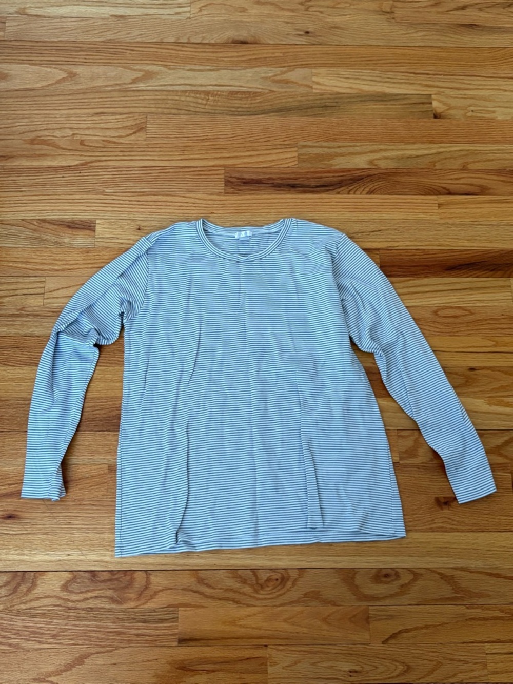 Long Sleeve Striped Lounge Top - White & Blue